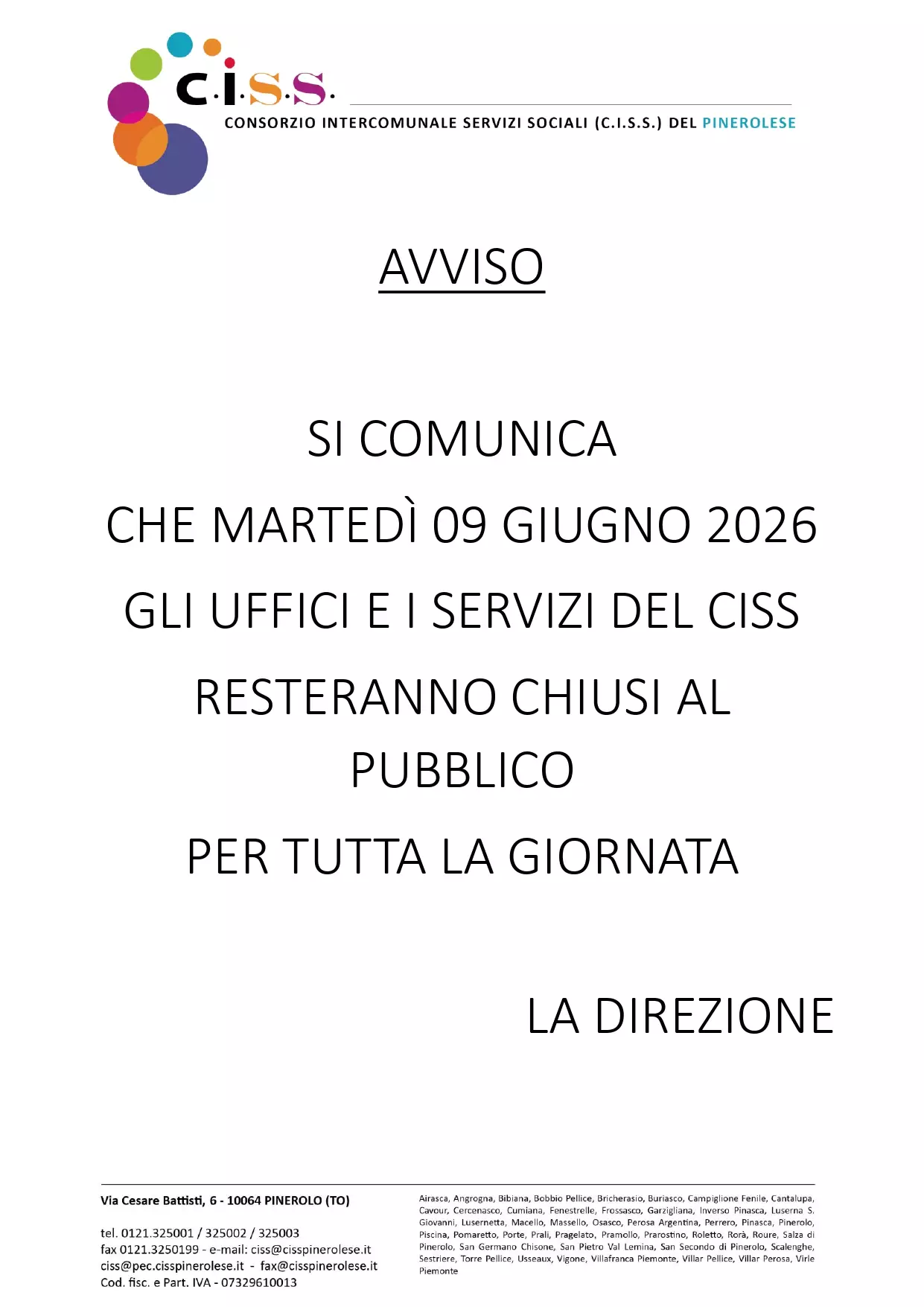 Chiusura Uffici